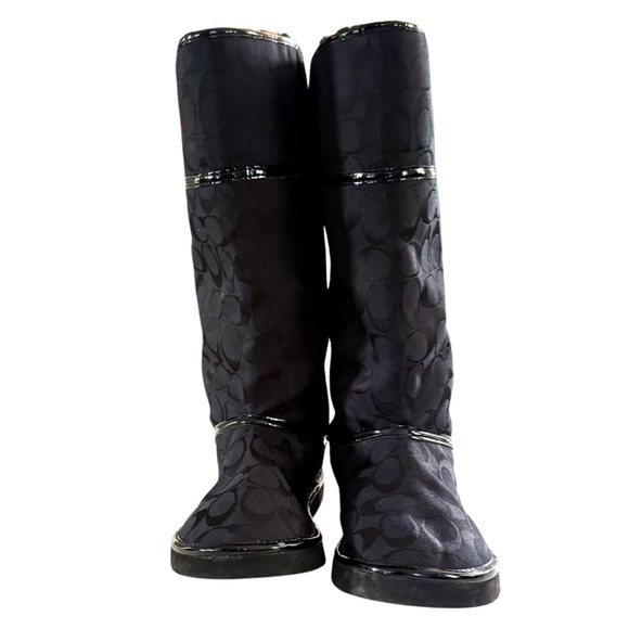 Coach Black Boots | Signature Logo Fur Lined Winter Boots Wear Tall or Cuffed - Picture 3 of 9